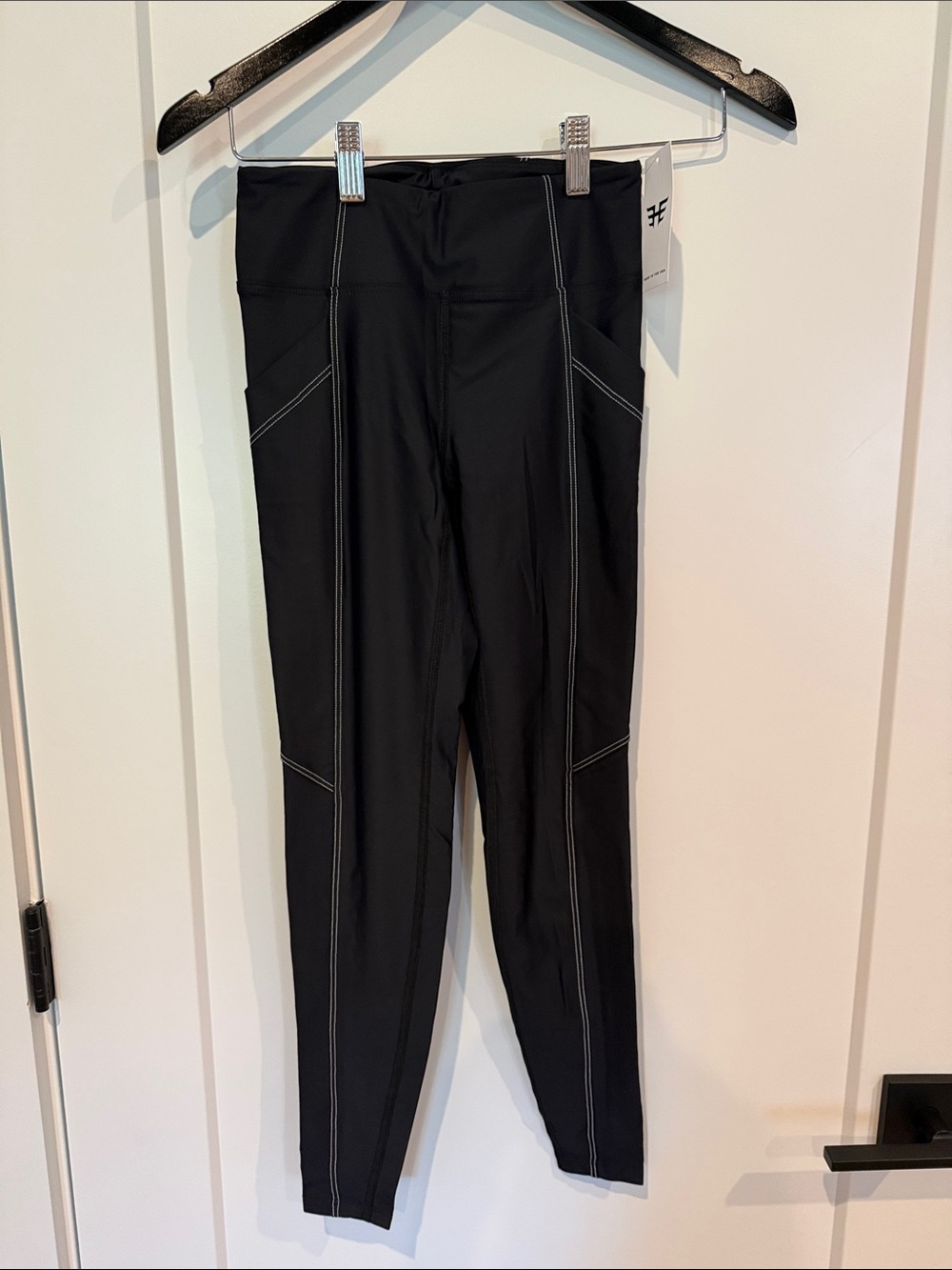 Heroine Sport Black Joggers with White Contrast Stitching
